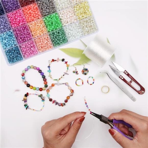 EuTengHao 6000pcs Glass Seed Beads Small Craft Beads for DIY Bracelet Necklaces - Picture 5 of 7